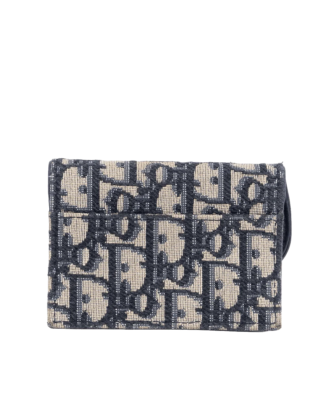 DIOR SADDLE CARD HOLDER SHORT BLUE NAVY OBLIQUE JACUARD GHW 47 MA 0221 05757