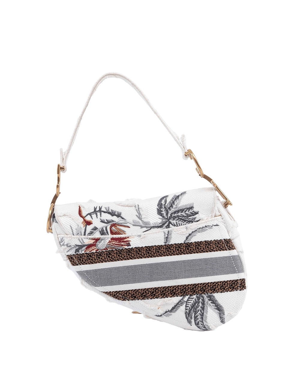 DIOR SADDLE SMALL WHITE FLOWER EMBROIDERED GHW 50 MA 0230 09152