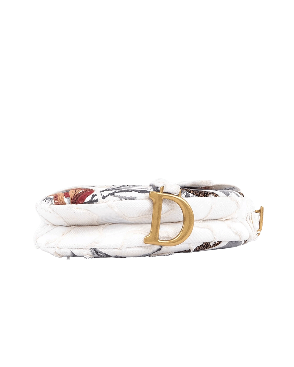 DIOR SADDLE SMALL WHITE FLOWER EMBROIDERED GHW 50 MA 0230 09160