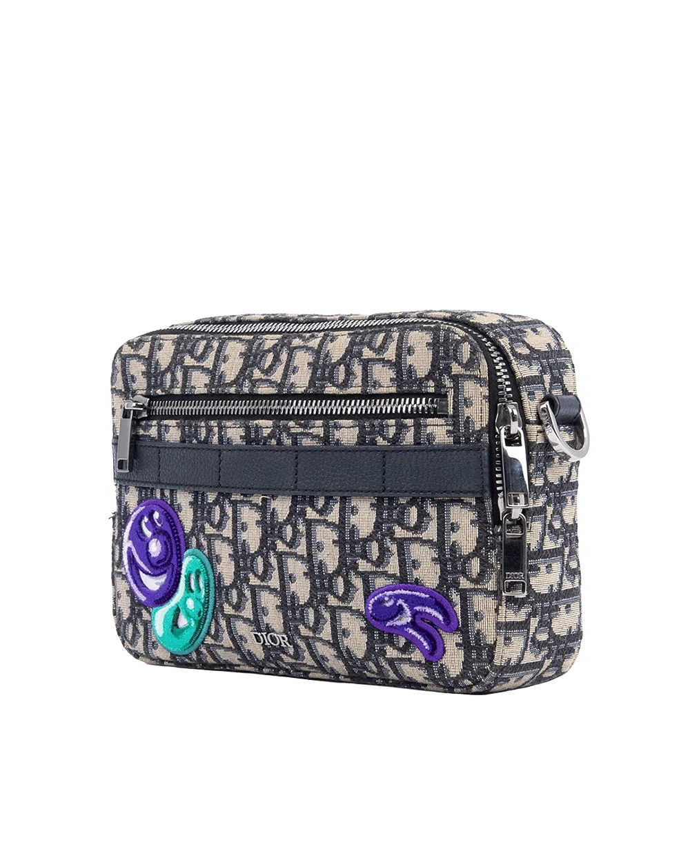 DIOR x KENNY SCHARF SAFARI MESSENGER BLUE NAVY OBLIQUE JACUARD SHW 26 BO 0221 08492