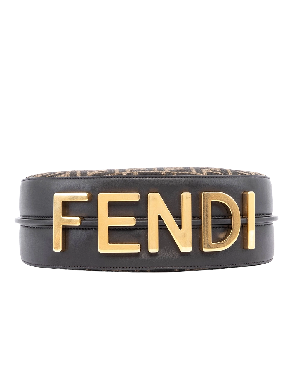 FENDI JACQUAR D HOBO BAG SMALL BROWN BLACK GHW 8BR798 ALP3 238.0189 03684