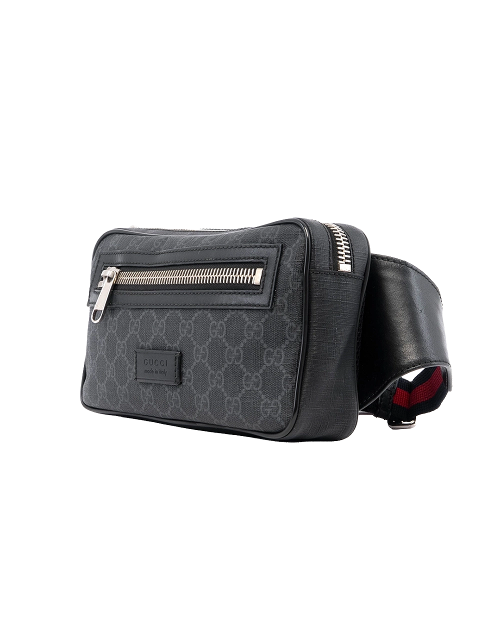 GUCCI BELT BAG CAMERA BLACK GG MONOGRAM CANVAS SHW 474293 200047 02535