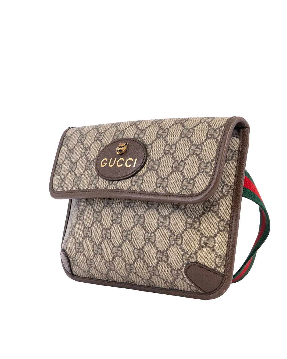 GUCCI BELT BAG TIGER BROWN GG MONOGRAM CANVAS GHW 493930 568024 04182