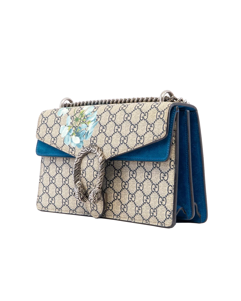 GUCCI DIONYSUS SMALL BROWN FLORAL BLUE GG MONOGRAM CANVAS RHW 400249 520981 02520