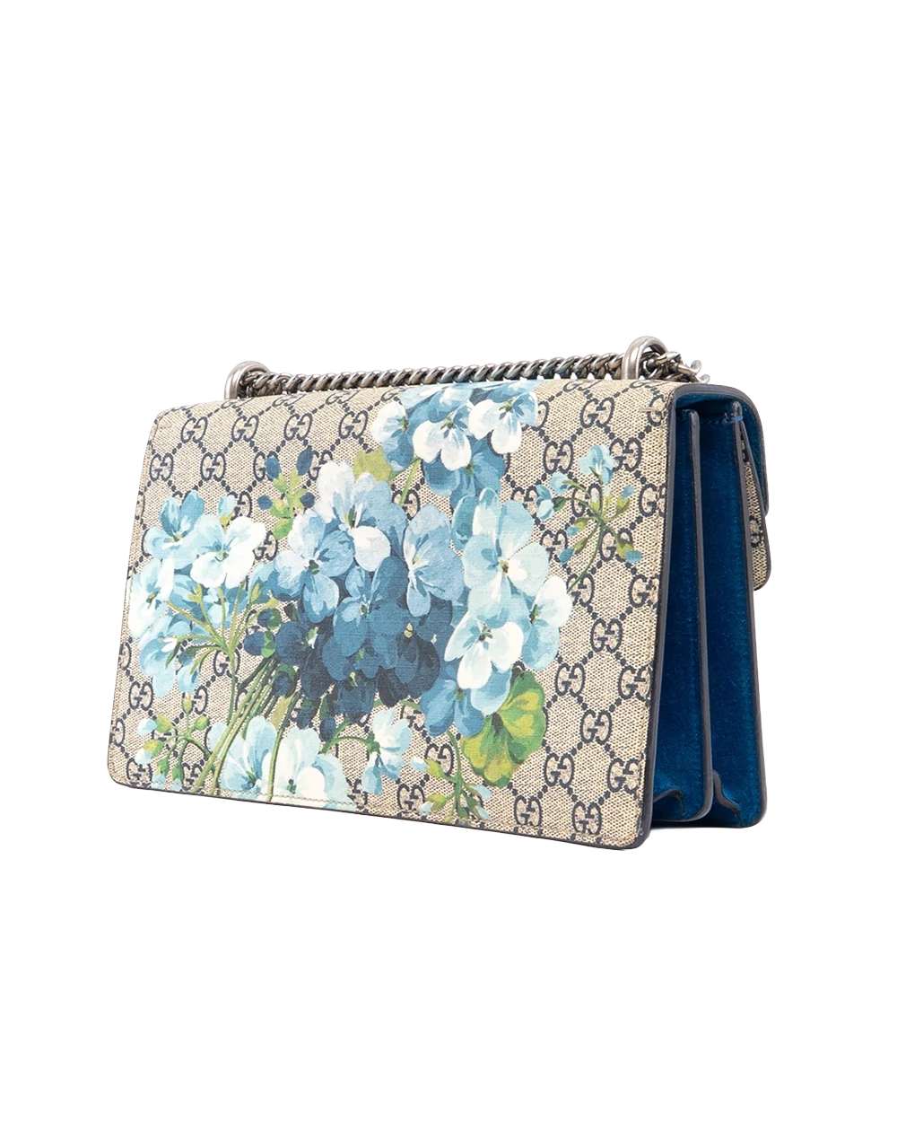 GUCCI DIONYSUS SMALL BROWN FLORAL BLUE GG MONOGRAM CANVAS RHW 400249 520981 02521