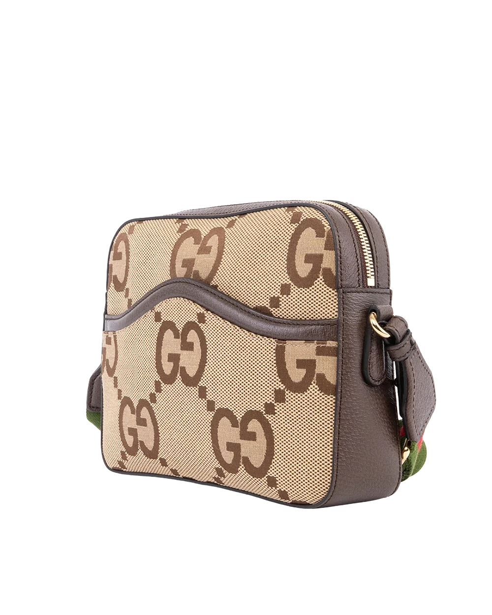 GUCCI JUMBO MESSENGER BROWN RED GREEN GG CANVAS GHW 675891 520981 03264