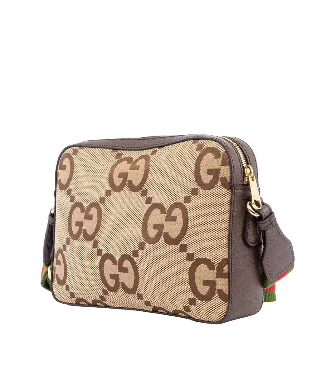 GUCCI JUMBO MESSENGER BROWN RED GREEN GG CANVAS GHW 675891 520981 03265