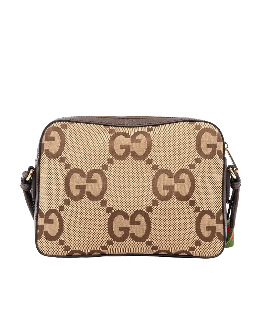 GUCCI JUMBO MESSENGER BROWN RED GREEN GG CANVAS GHW 675891 520981 03266
