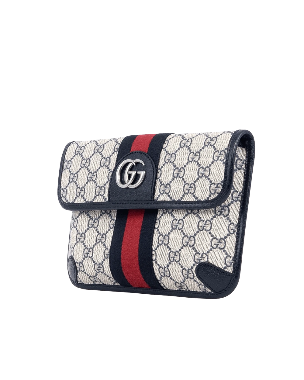 GUCCI OPHIDIA BELT BAG NAVY RED BLUE GG MONOGRAM CANVAS RHW 674081 525040 09545