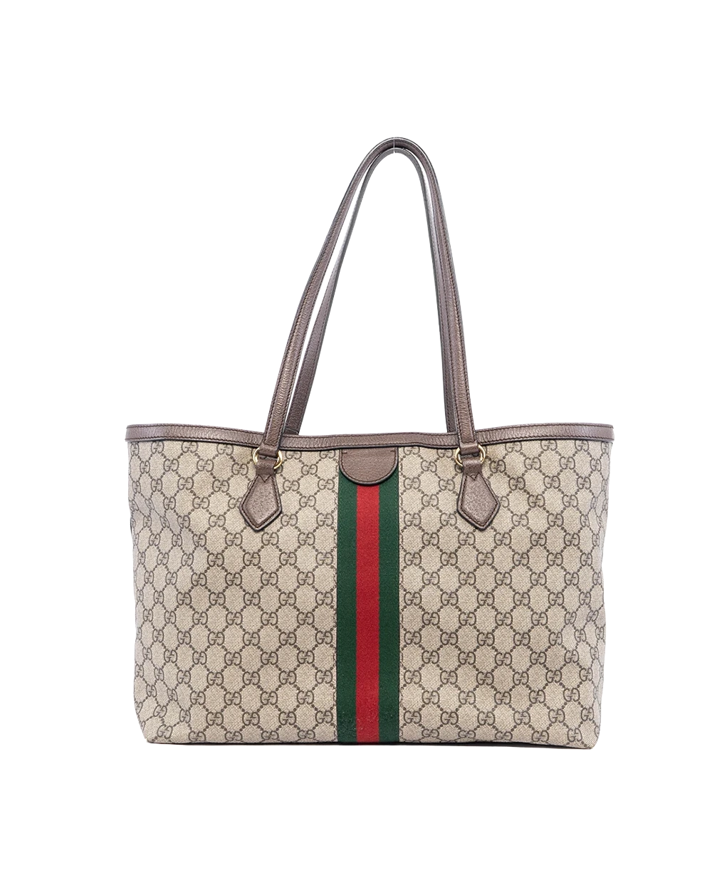GUCCI OPHIDIA TOTE MEDIUM BROWN RED GREEN GG MONOGRAM CANVAS GHW 631685 525040 02172 result