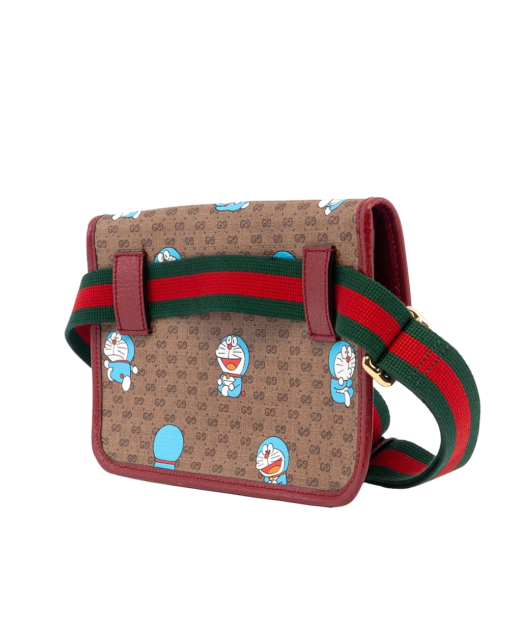GUCCIxDORAEMON BELT BAG BROWN RED WINE GG MONOGRAM CANVAS GHW 647817 525040 02565