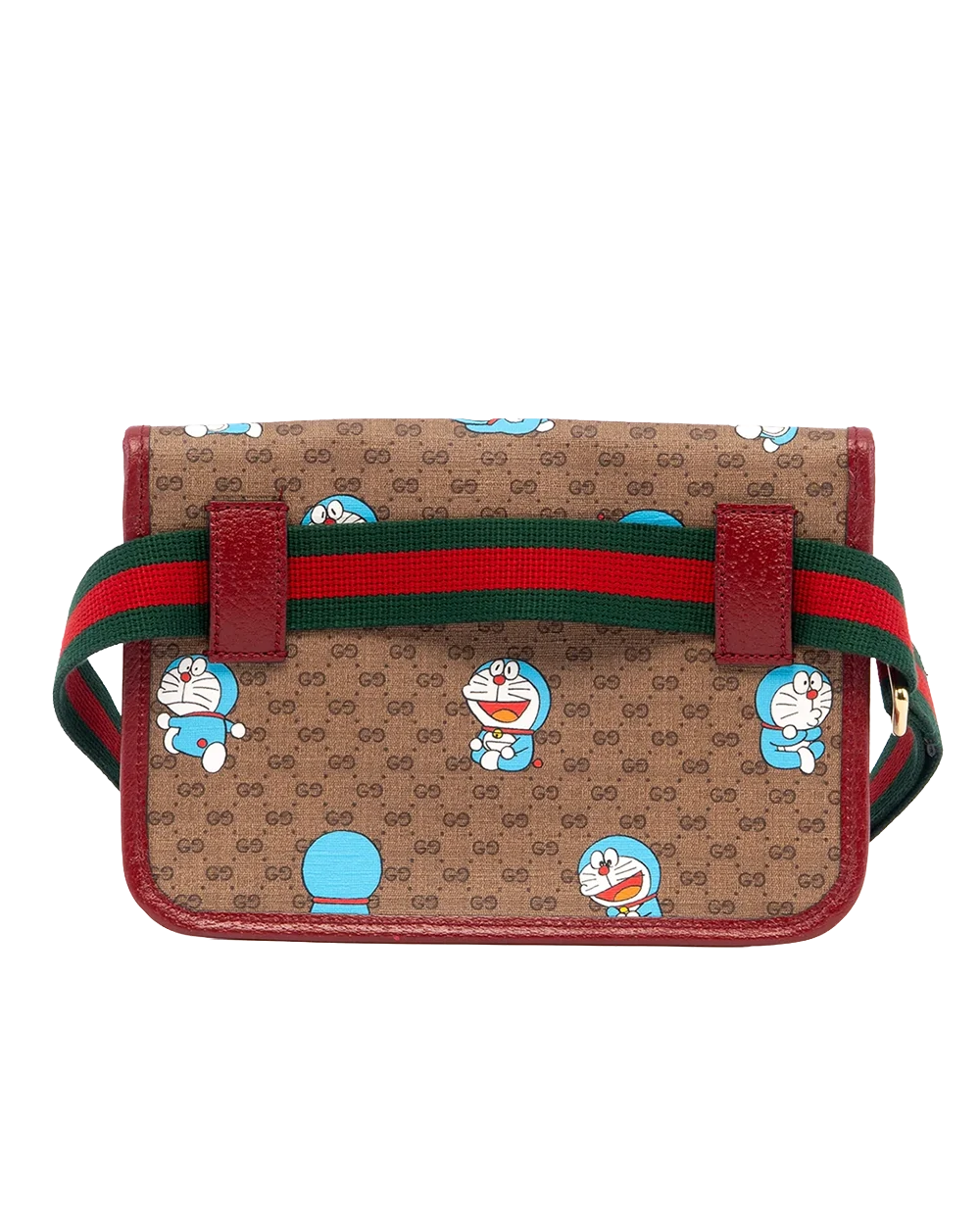 GUCCIxDORAEMON BELT BAG BROWN RED WINE GG MONOGRAM CANVAS GHW 647817 525040 02566