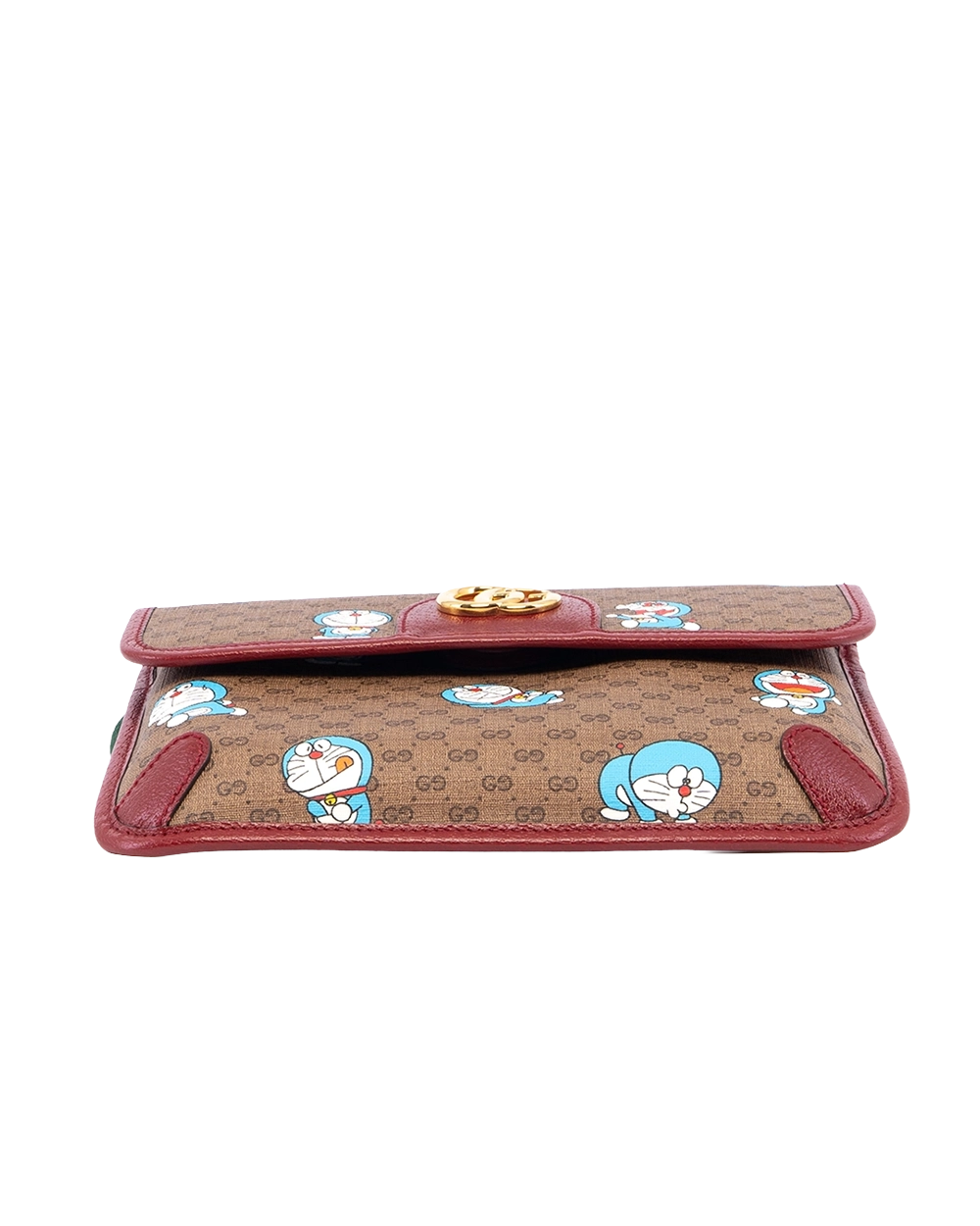 GUCCIxDORAEMON BELT BAG BROWN RED WINE GG MONOGRAM CANVAS GHW 647817 525040 02567
