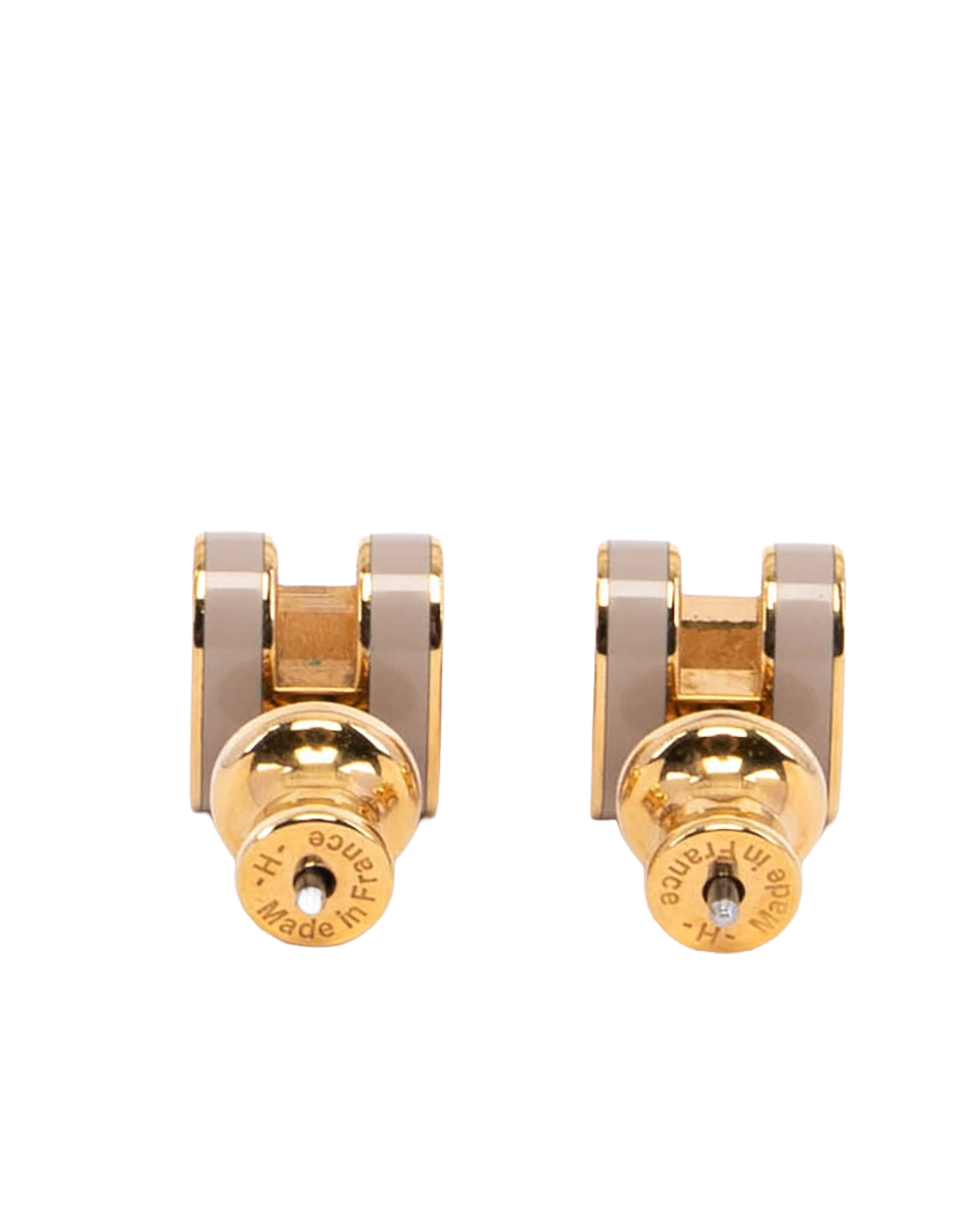 HERMES H POP EARRINGS MARRON RGHW 05308