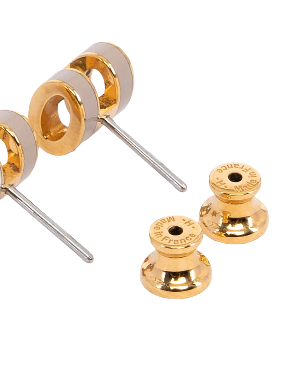 HERMES H POP EARRINGS MARRON RGHW 05310