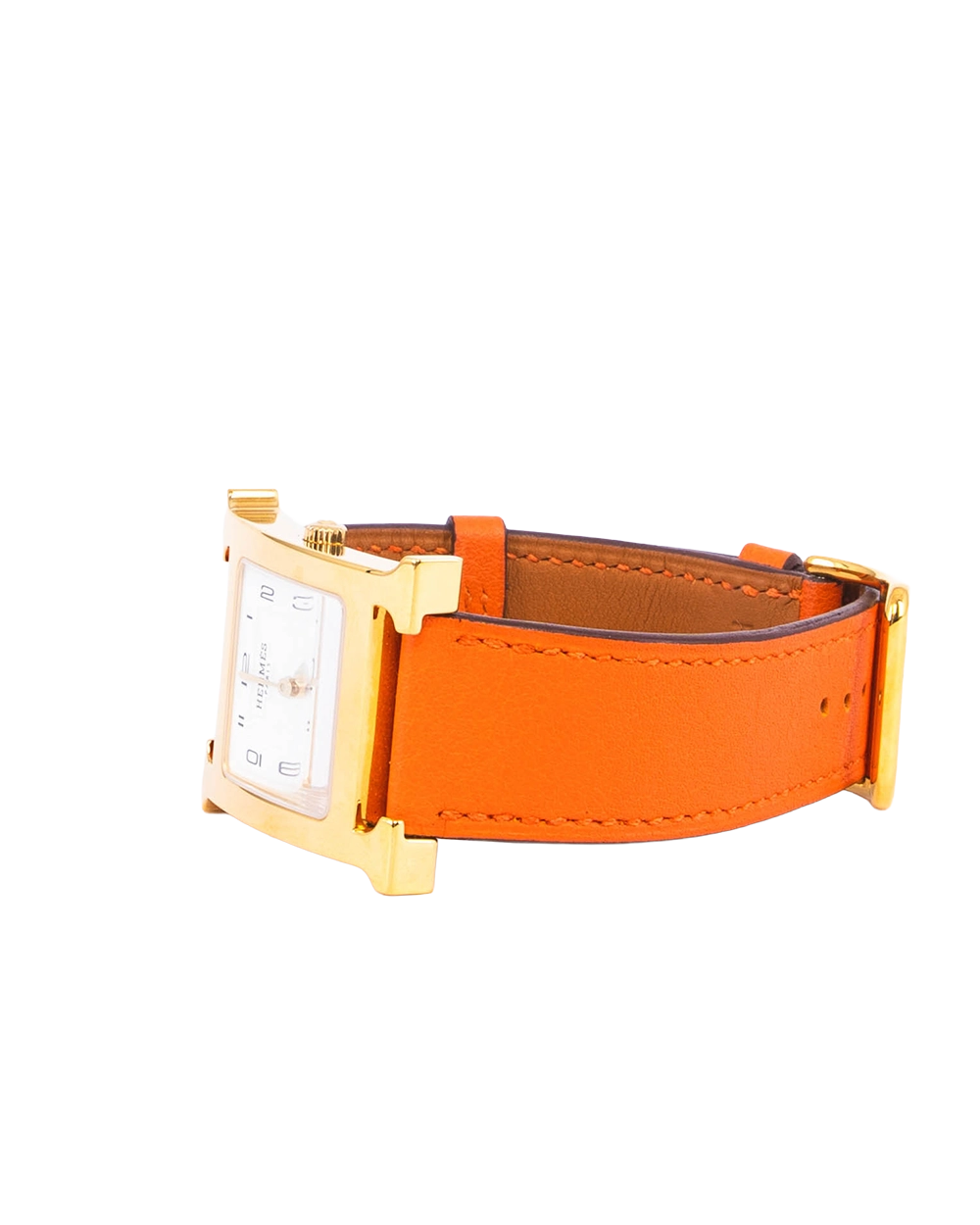 HERMES HEURE H WATCH WHITE ORANGE H CALF GHW 3387825 05600