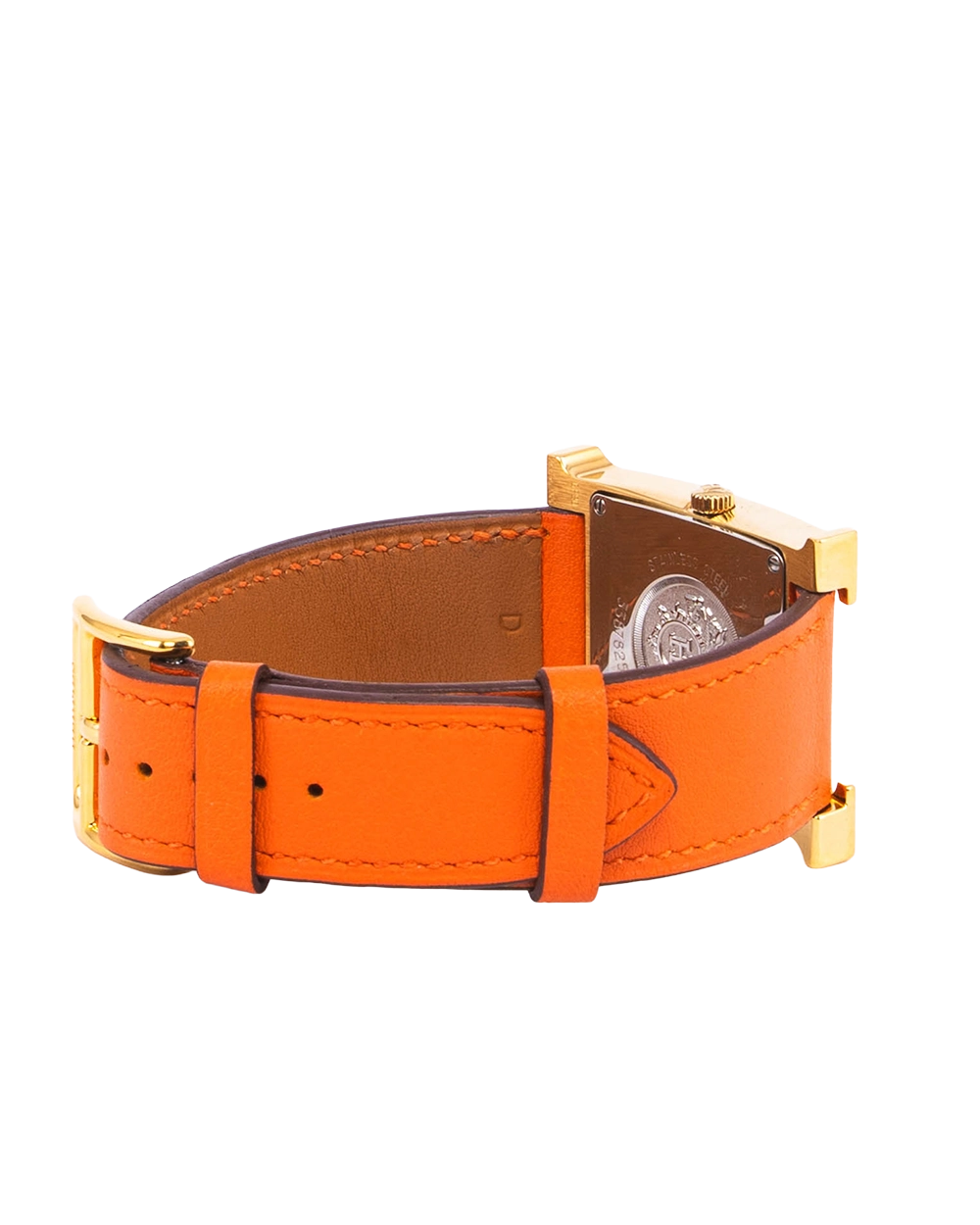 HERMES HEURE H WATCH WHITE ORANGE H CALF GHW 3387825 05601