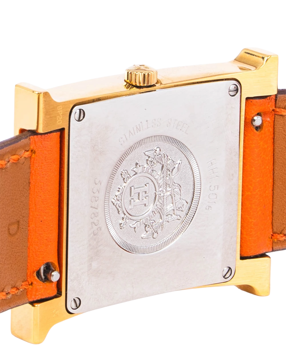 HERMES HEURE H WATCH WHITE ORANGE H CALF GHW 3387825 05608