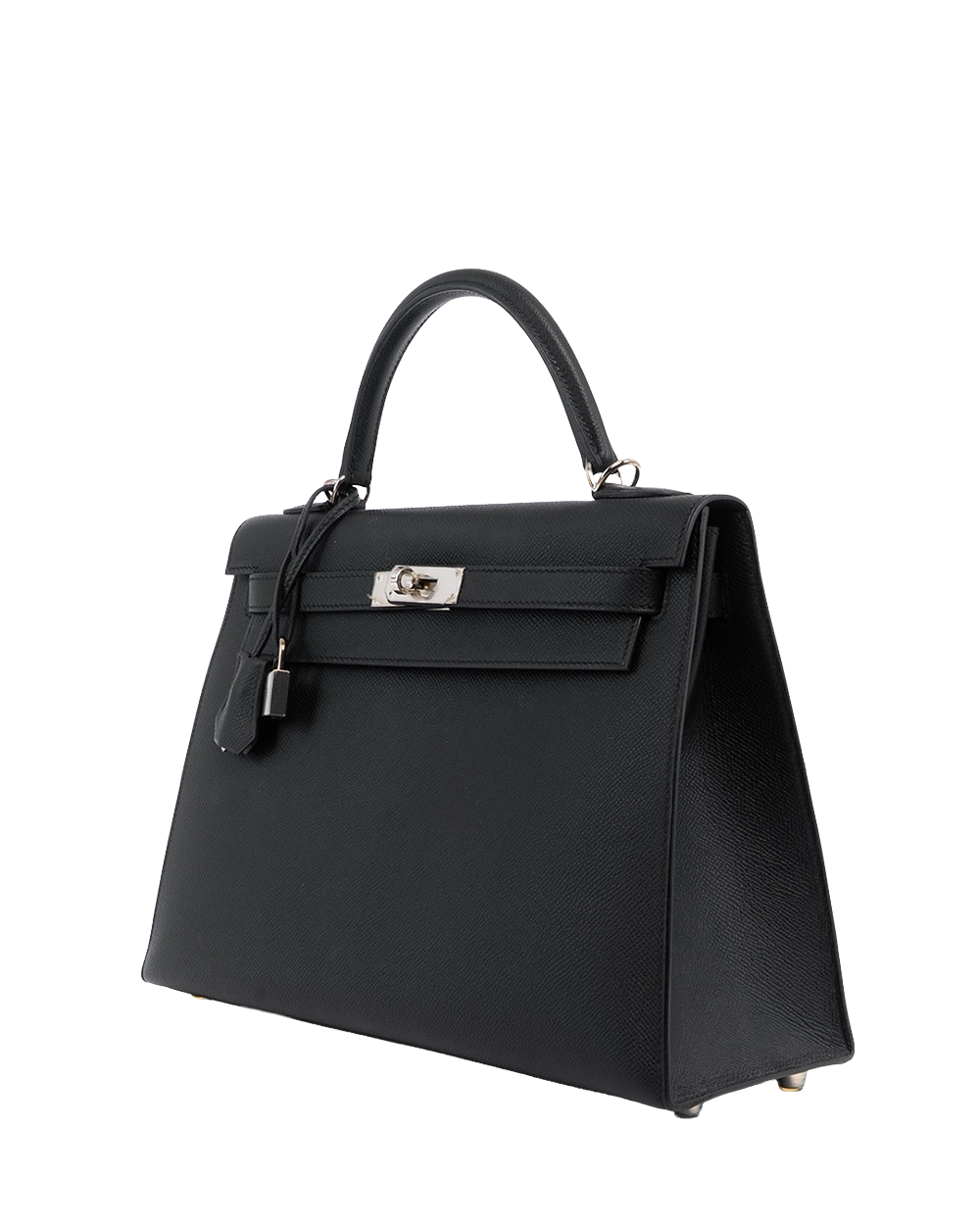 HERMES KELLY 32 EPSOM BLACK PHW STAMP A 03131