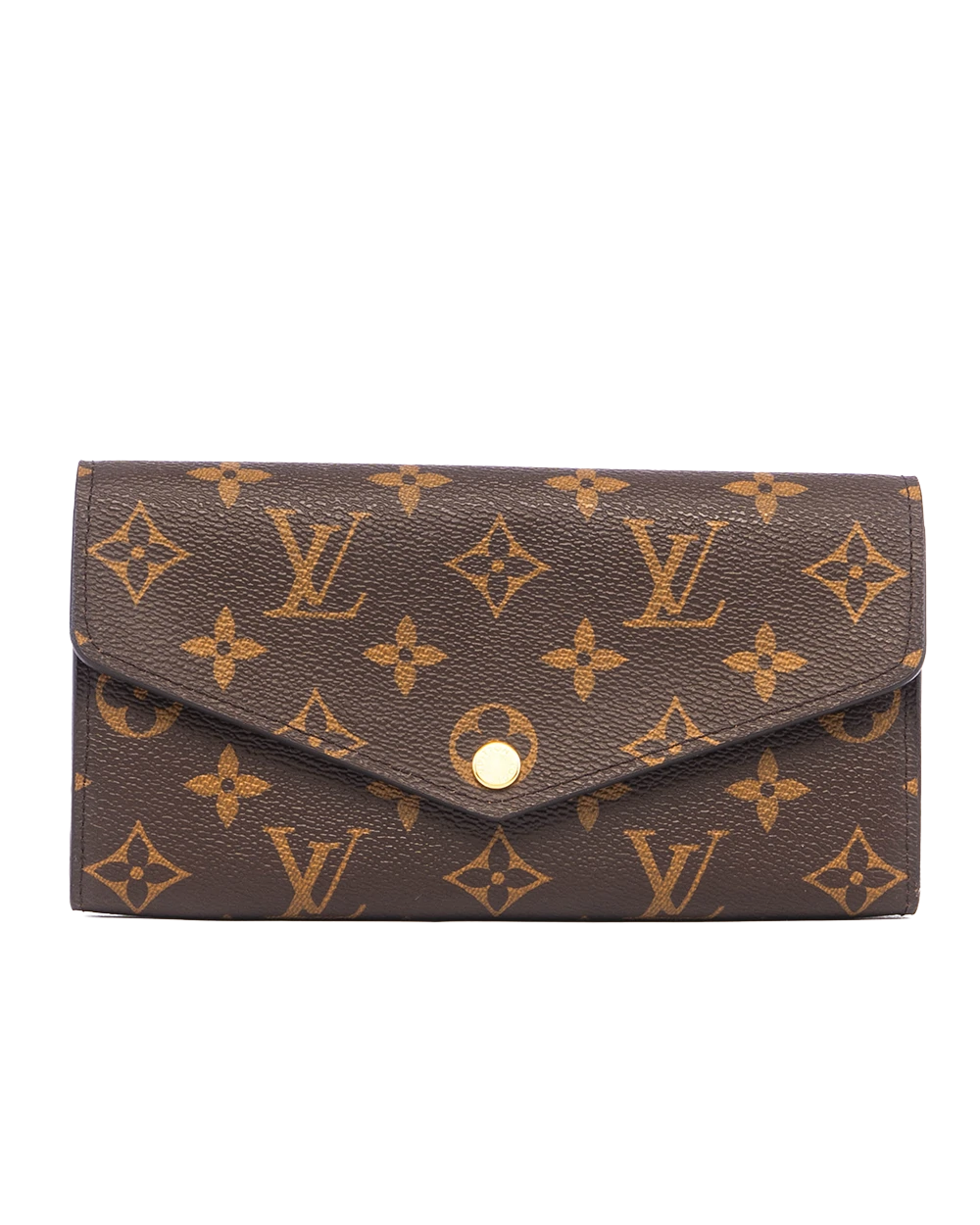LV SARAH WALLET LONG BROWN MONOGRAM CANVAS GHW MICROCHIP 05510