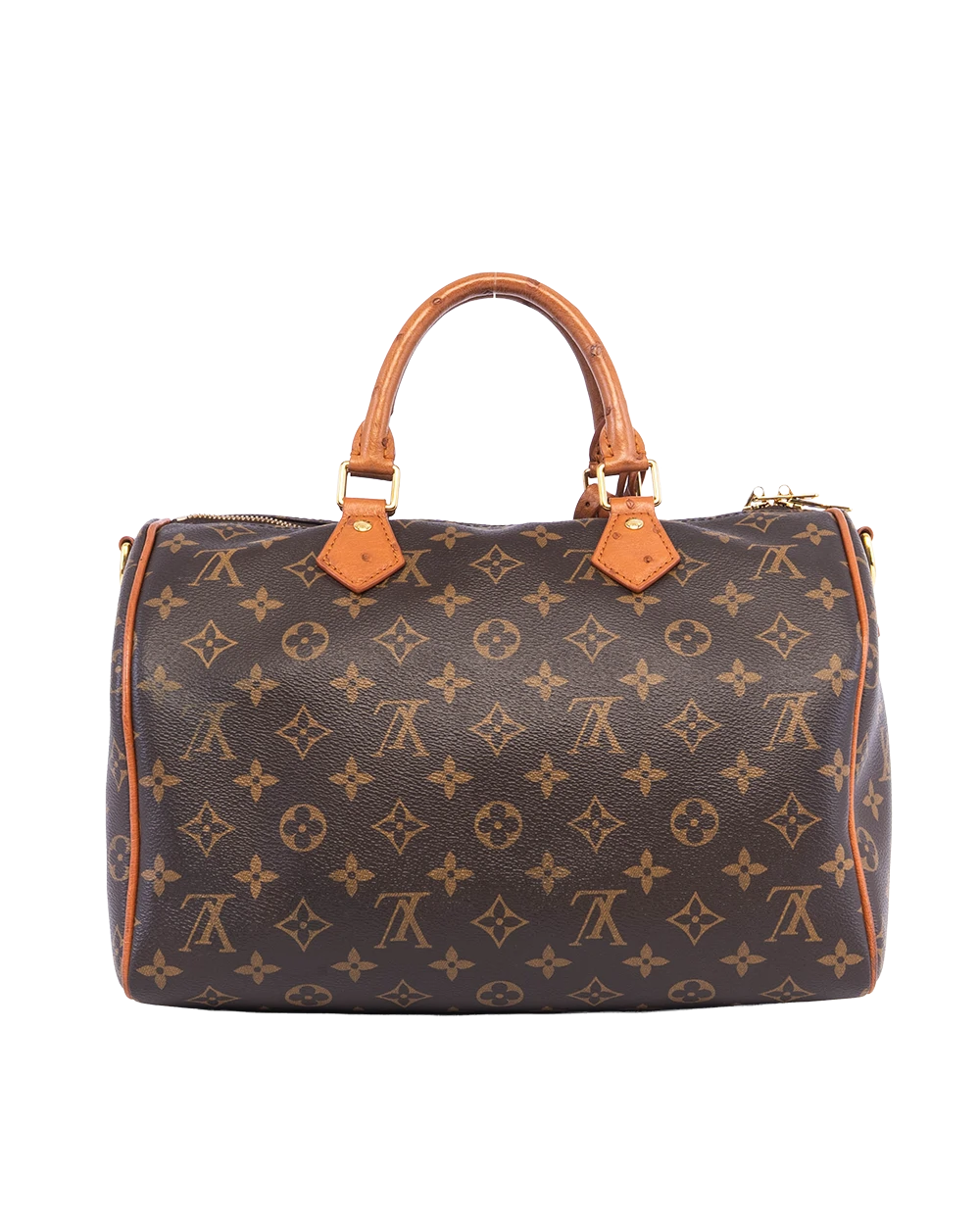 LV SPEEDY SOFT 30 BROWN OSTRICH MONOGRAM CANVAS GHW MICROCHIP 05660
