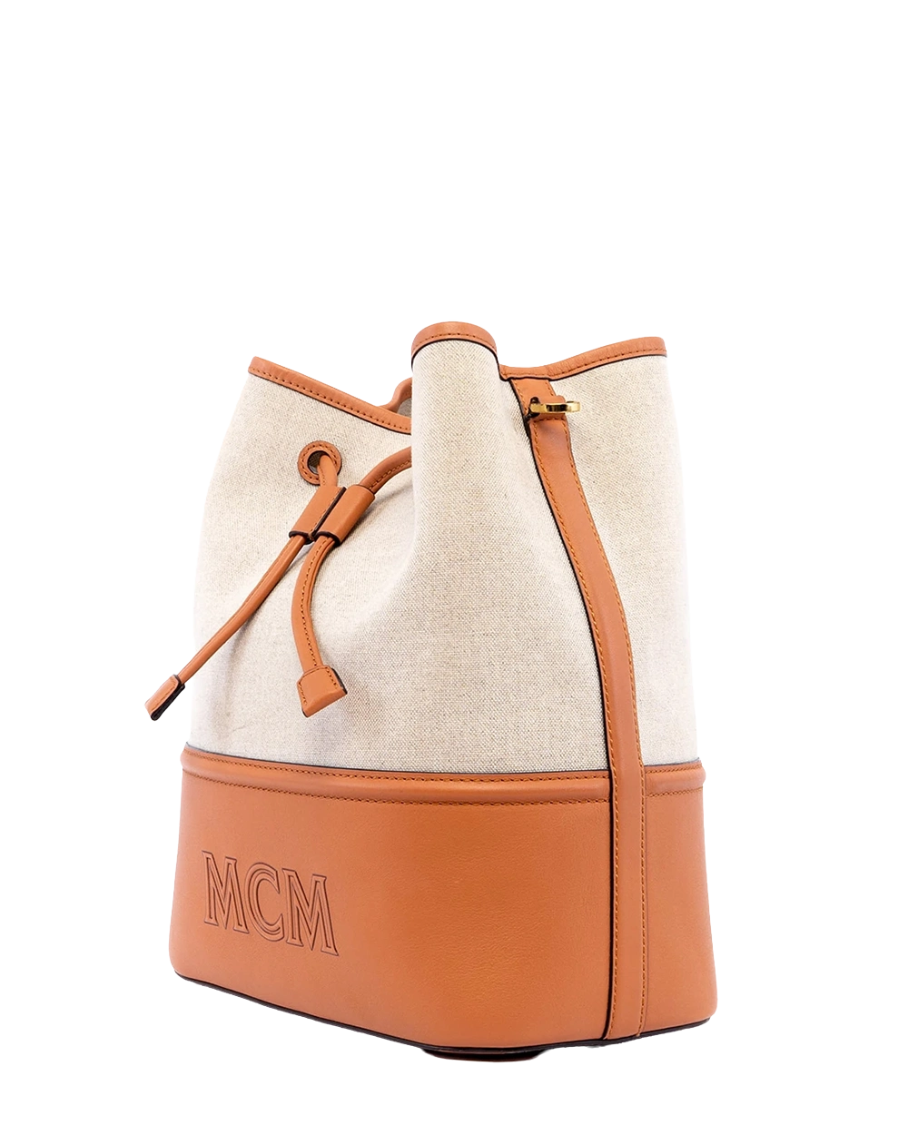 MCM AREN DRAWSTRING MEDIUM BROWN CANVAS GHW MWDCATA01CO001 02737