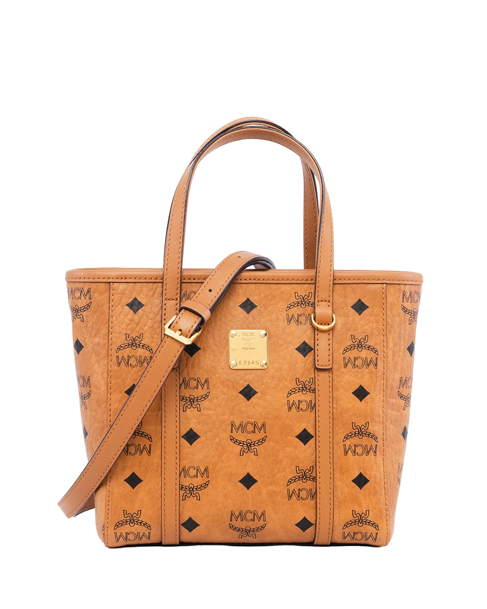 MCM TONI TOP ZIP SHOPPER IN VISETOS BROWN COGNAC CANVAS GHW L2145 05954