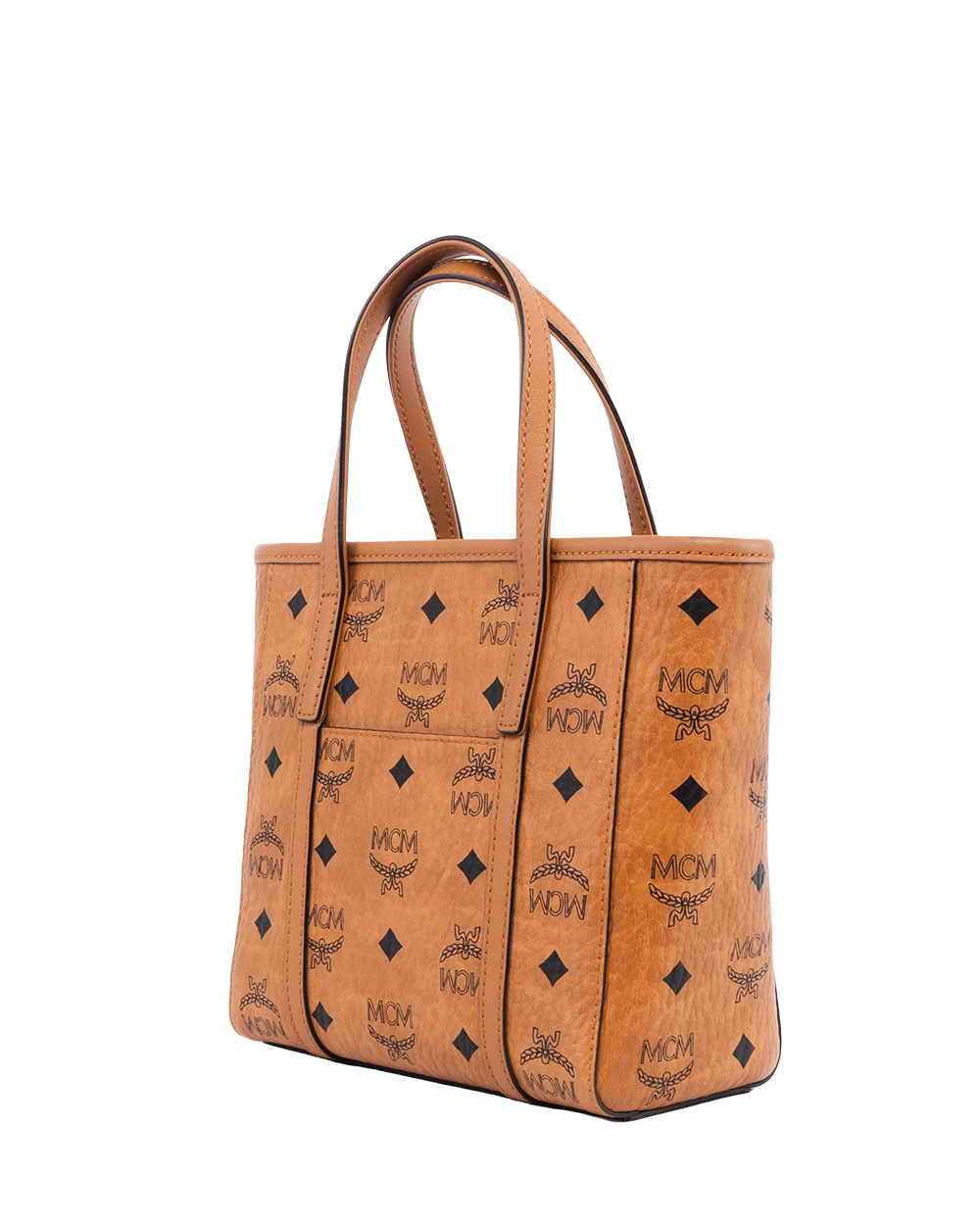 MCM TONI TOP ZIP SHOPPER IN VISETOS BROWN COGNAC CANVAS GHW L2145 05957