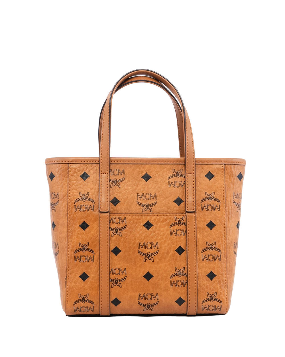 MCM TONI TOP ZIP SHOPPER IN VISETOS BROWN COGNAC CANVAS GHW L2145 05958