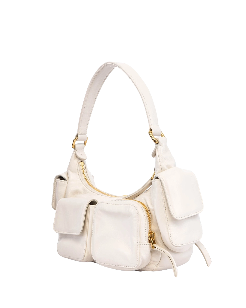 MIU MIU POCKET BAG WHITE NAPPA LEATHER GHW MICROCHIP 04227