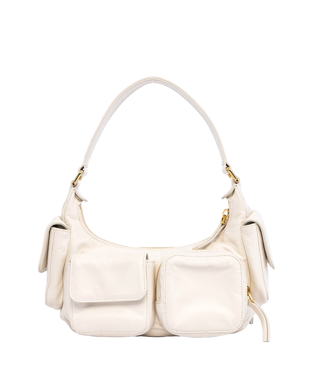 MIU MIU POCKET BAG WHITE NAPPA LEATHER GHW MICROCHIP 04228