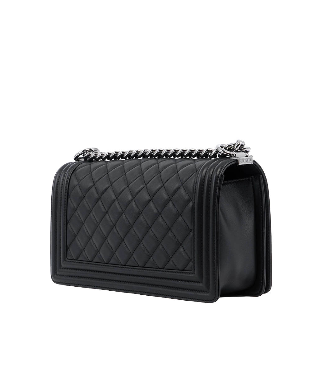 NEW CHANEL BOY 10 BLACK LAMB SHW G9L077LE 00572