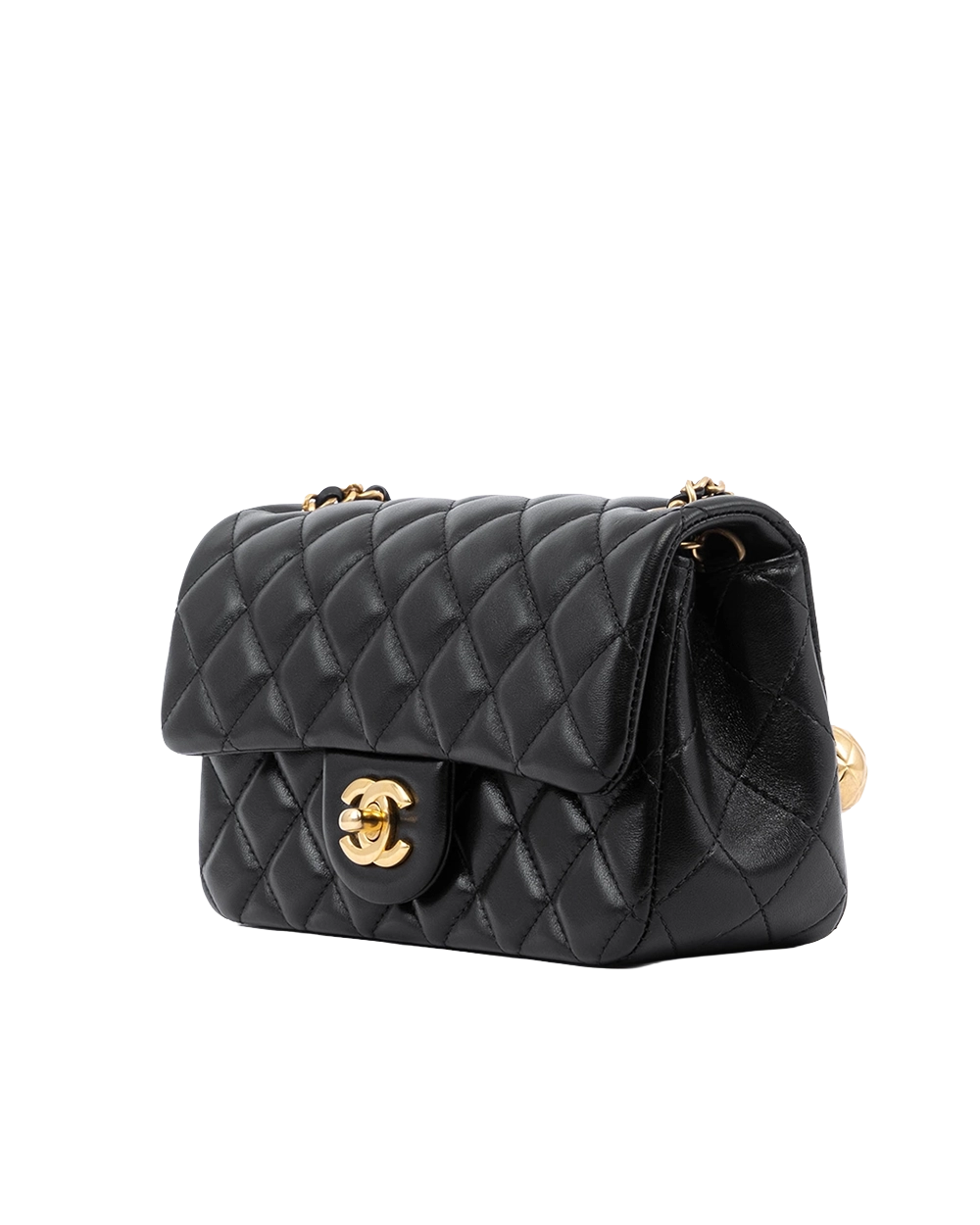 NEW CHANEL CLASSIC ADJ BALL 8 BLACK LAMB GHW PJ0JGC8A 00859