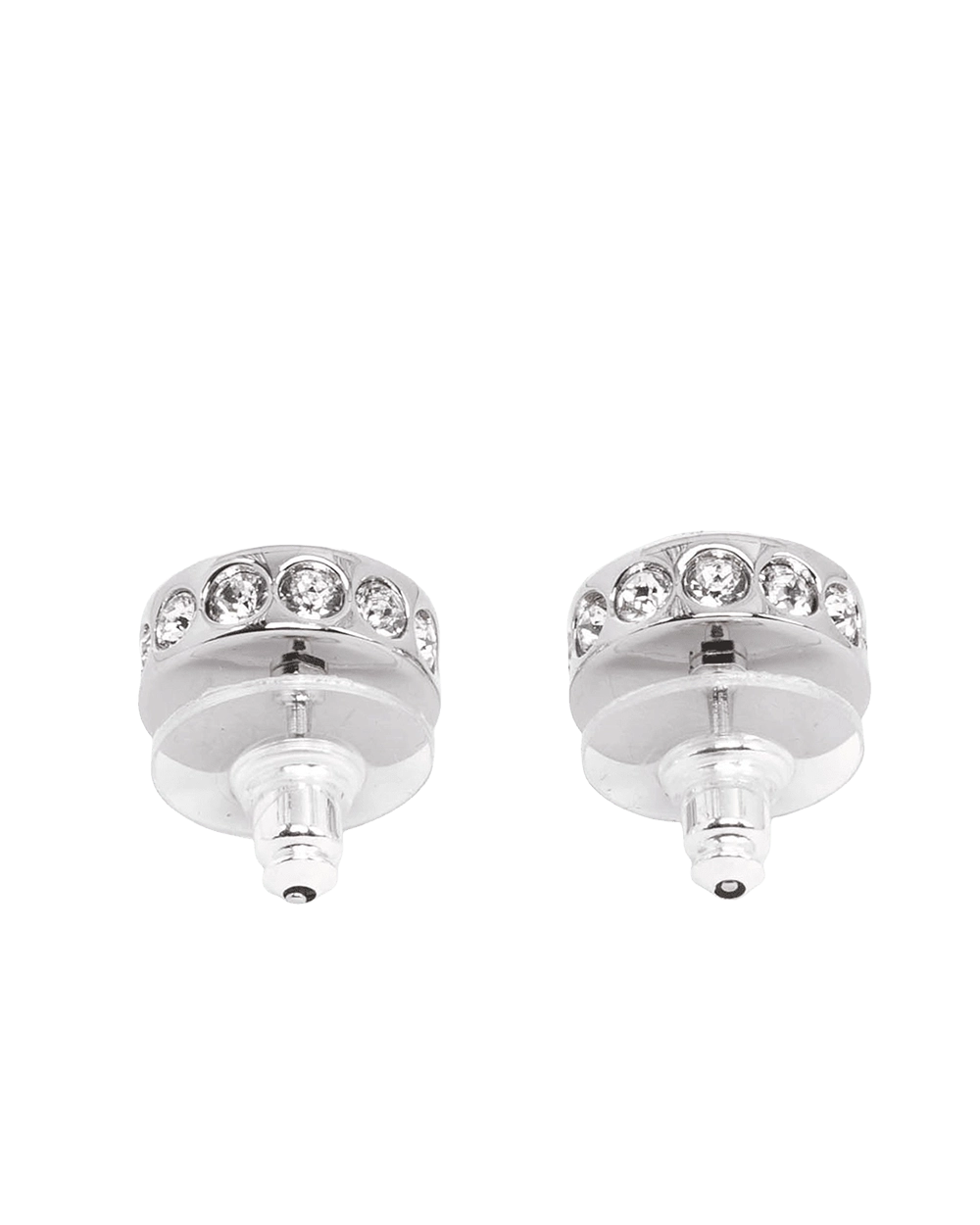 NEW CHANEL DOUBLE C STUD EARRINGS 1.2 CM CRYSTAL SHW 06097