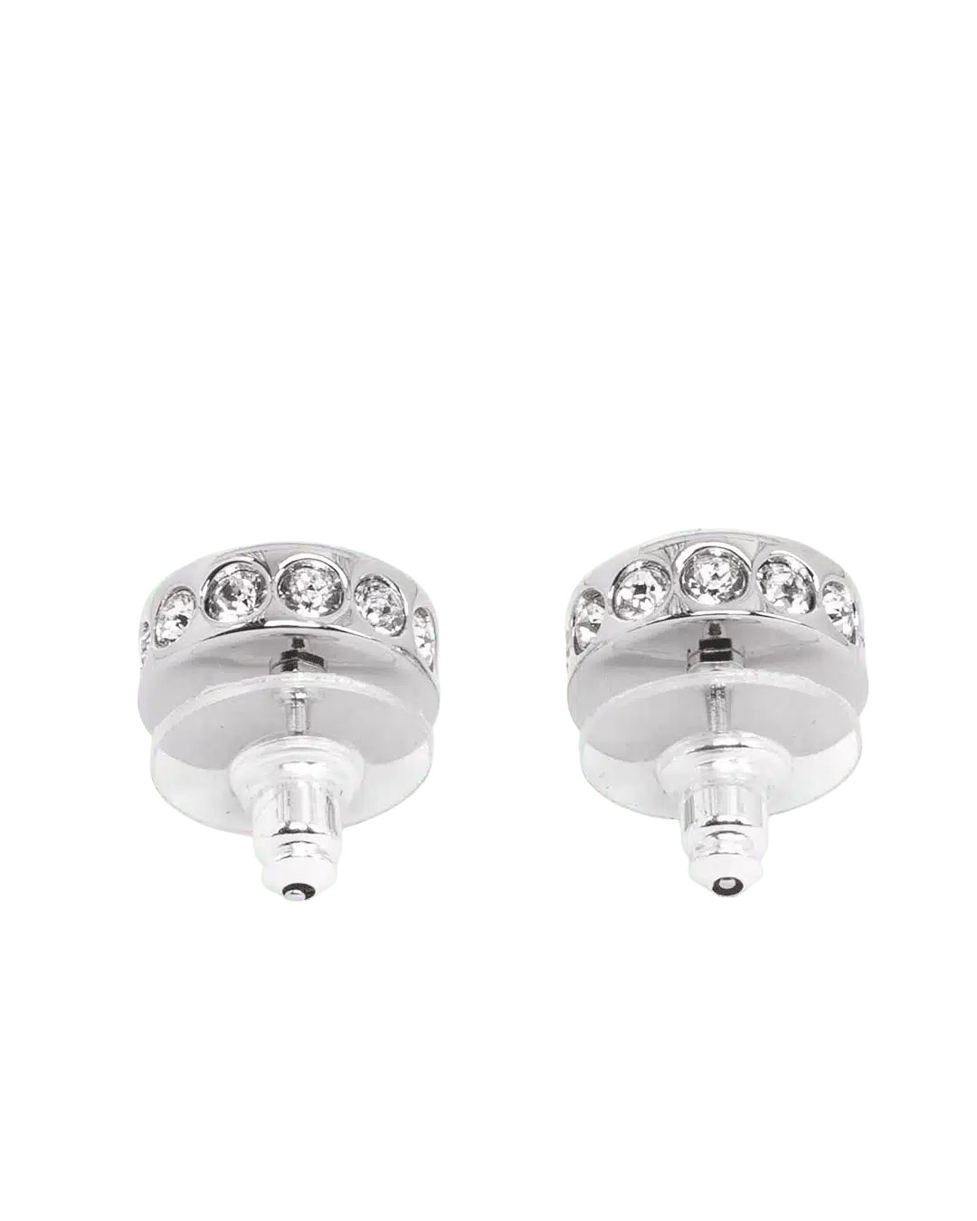 NEW CHANEL DOUBLE C STUD EARRINGS 1.2 CM CRYSTAL SHW 06097