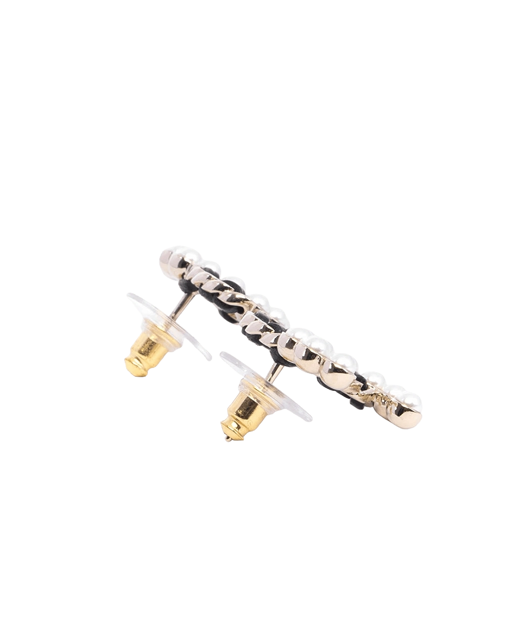 NEW CHANEL EARRING CC LOGO 2 CM BLACK PEARL GHW 06064