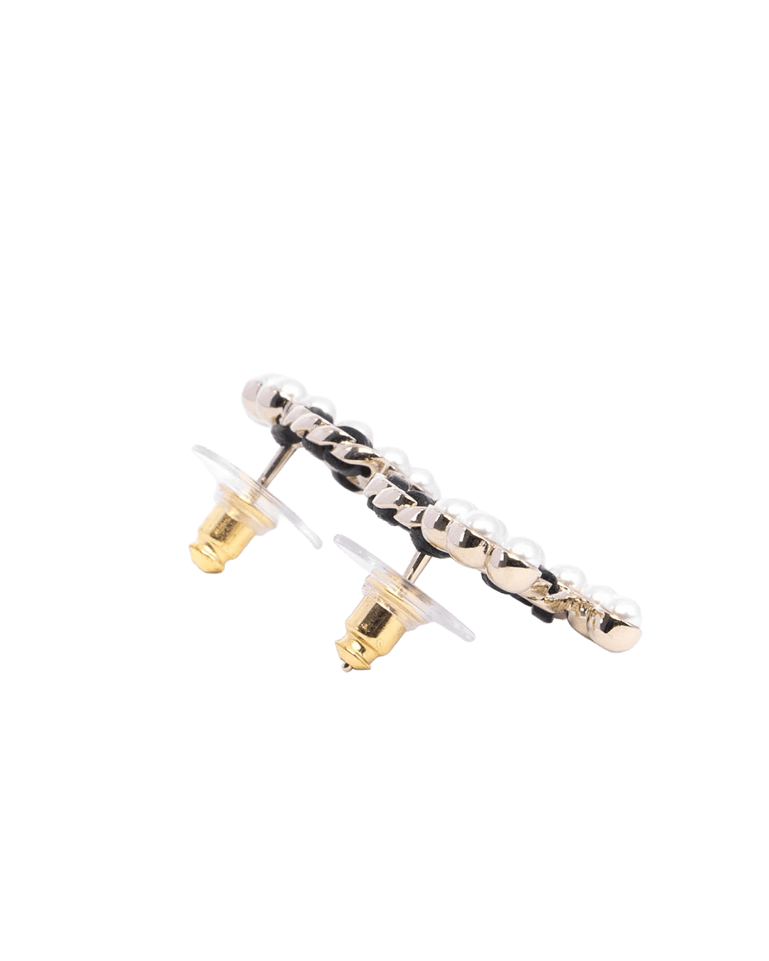 NEW CHANEL EARRING CC LOGO 2 CM BLACK PEARL GHW 06064