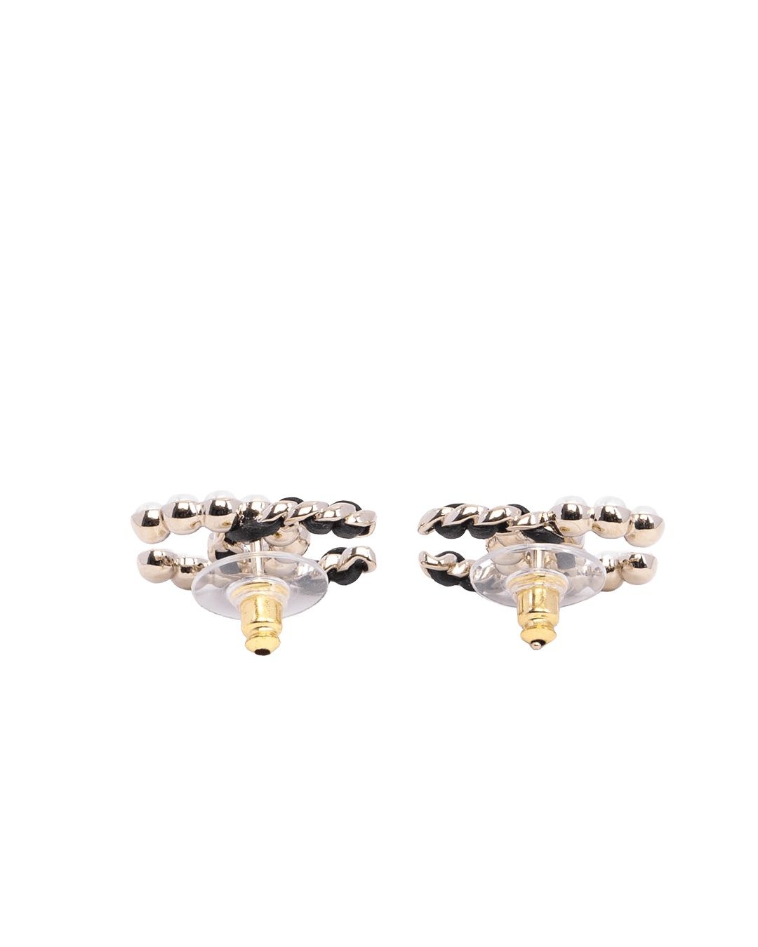 NEW CHANEL EARRING CC LOGO 2 CM BLACK PEARL GHW 06066