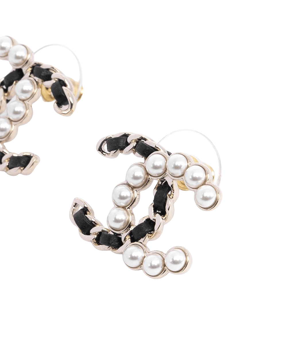 NEW CHANEL EARRING CC LOGO 2 CM BLACK PEARL GHW 06067