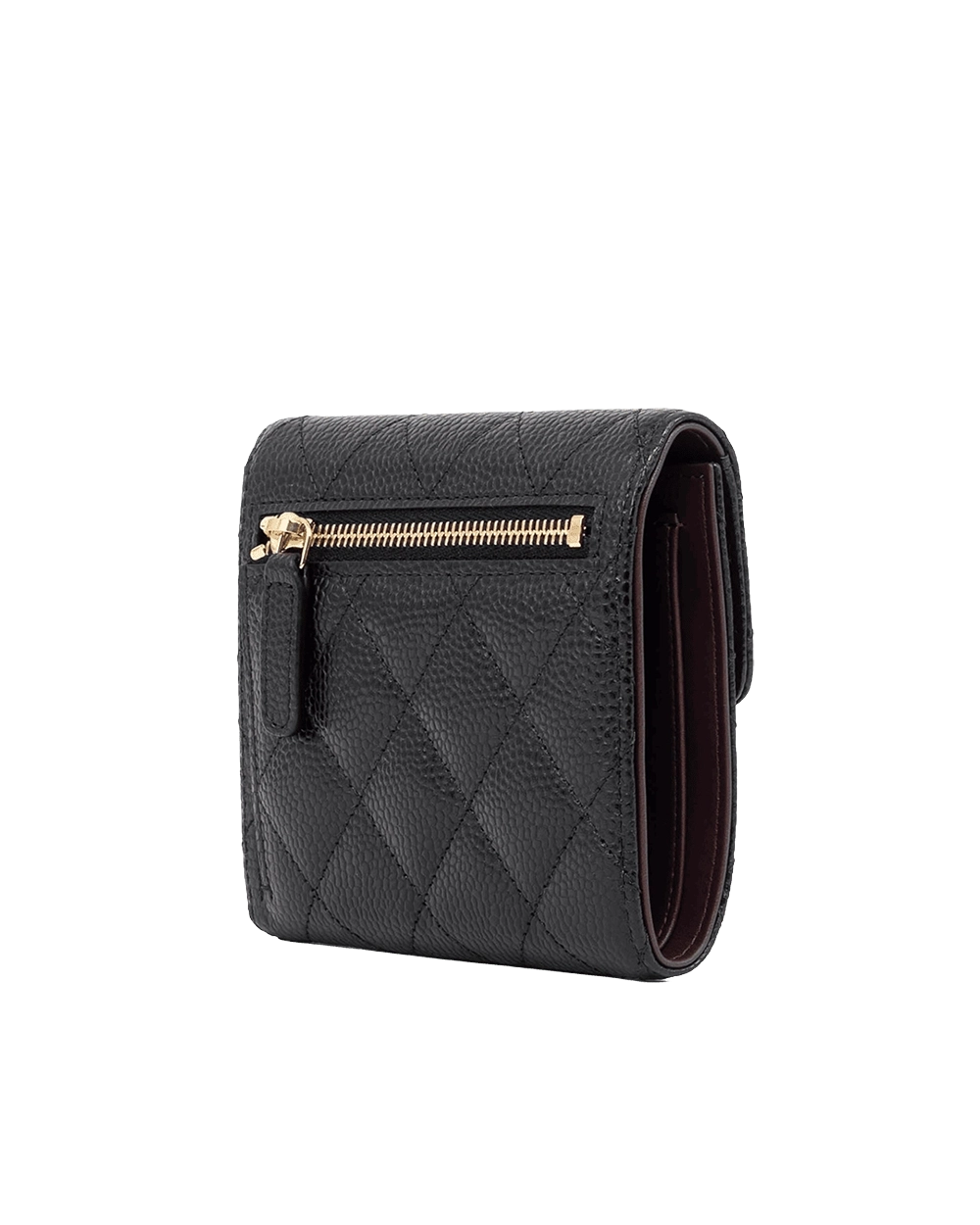 NEW CHANEL TRI FOLD WALLET SHORT BLACK CAVIAR GHW UKCTT5L7 08971
