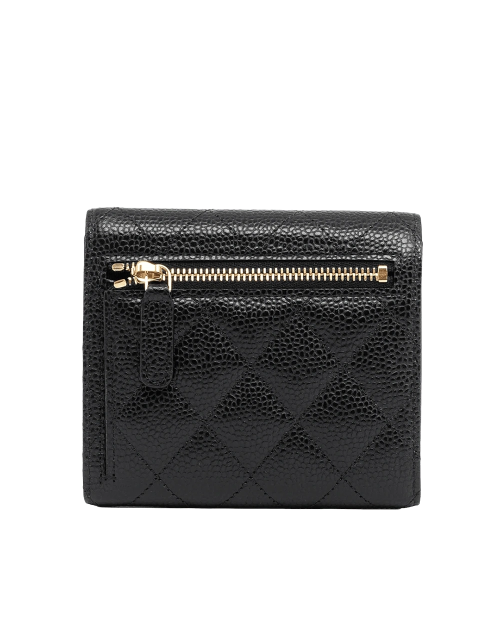 NEW CHANEL TRI FOLD WALLET SHORT BLACK CAVIAR GHW UKCTT5L7 08972