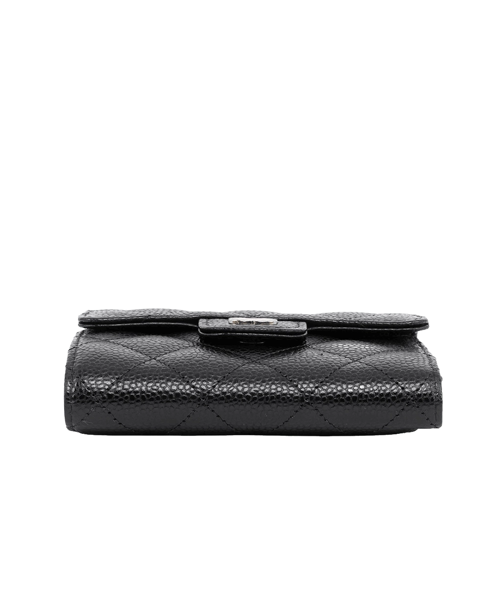 NEW CHANEL TRI FOLD WALLET SHORT BLACK CAVIAR GHW UKCTT5L7 08973