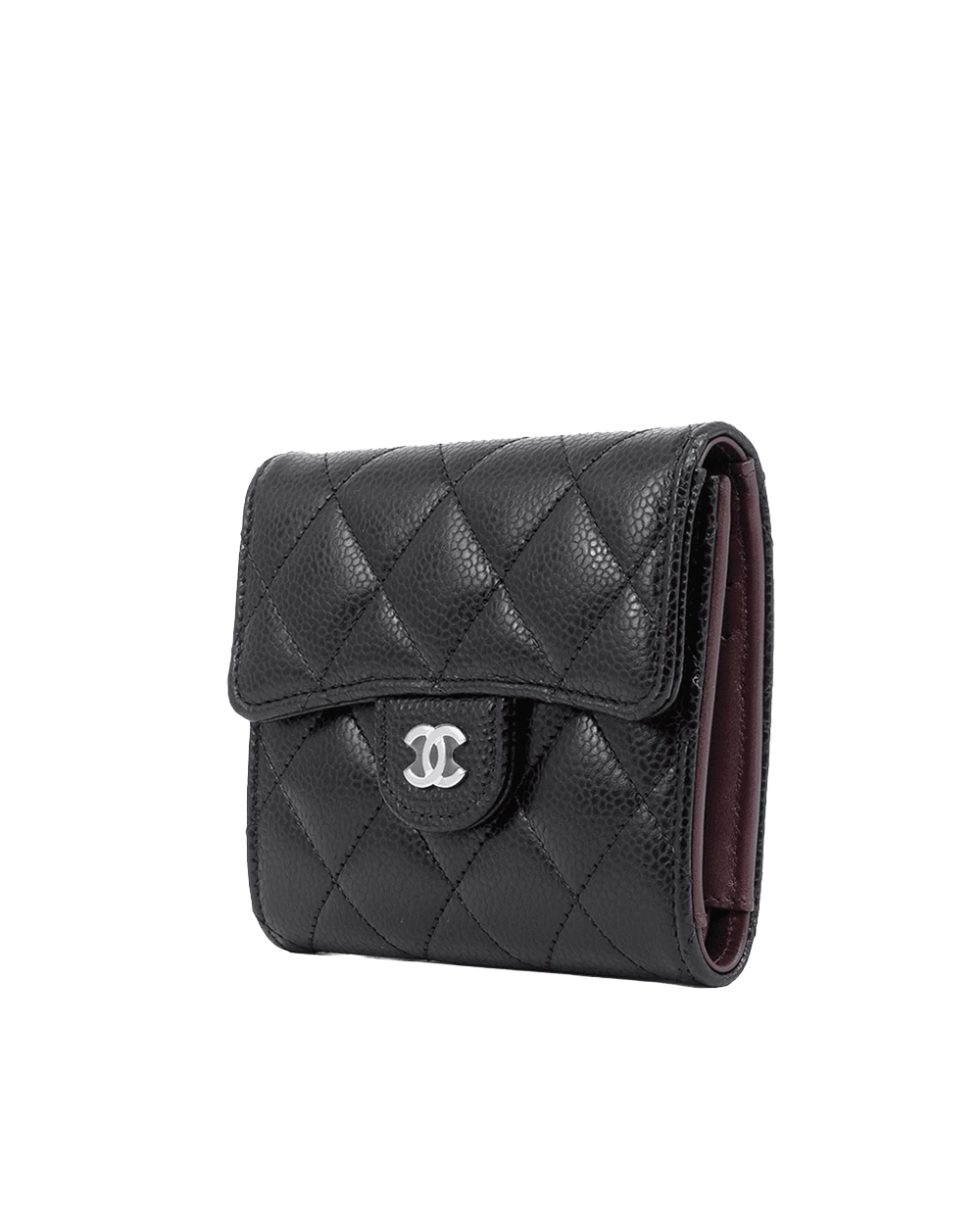 NEW CHANEL TRI FOLD WALLET SHORT BLACK CAVIAR SHW H991954E 08985