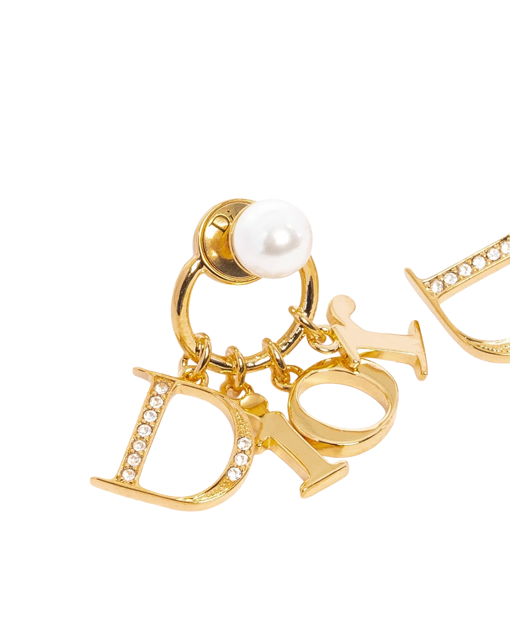 NEW DIOR TRIBALES EARRING DIOR LOGO PEARL GHW 04362