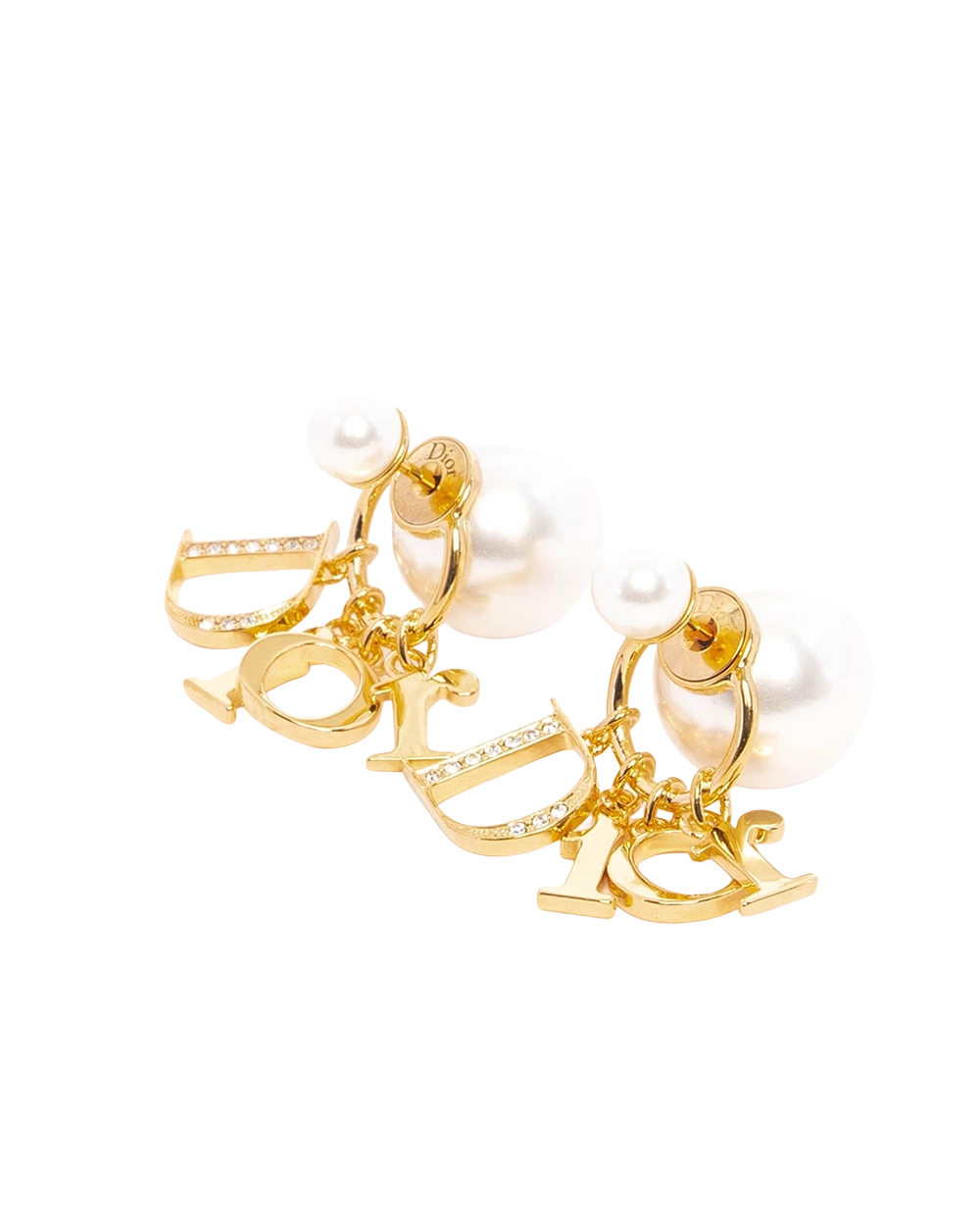 NEW DIOR TRIBALES EARRING DIOR LOGO PEARL GHW 04364