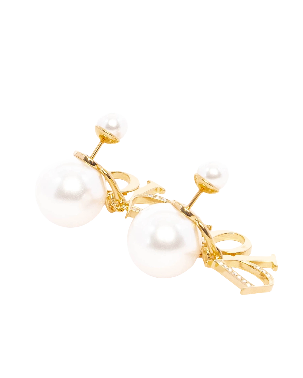 NEW DIOR TRIBALES EARRING DIOR LOGO PEARL GHW 04365