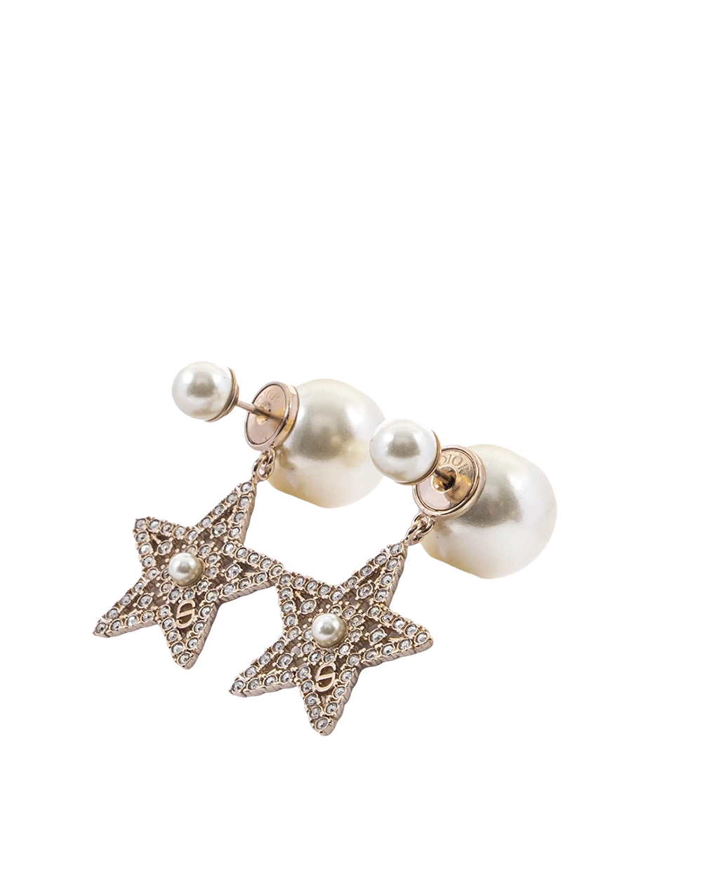NEW DIOR TRIBALES EARRING STAR PEARL GHW 04338