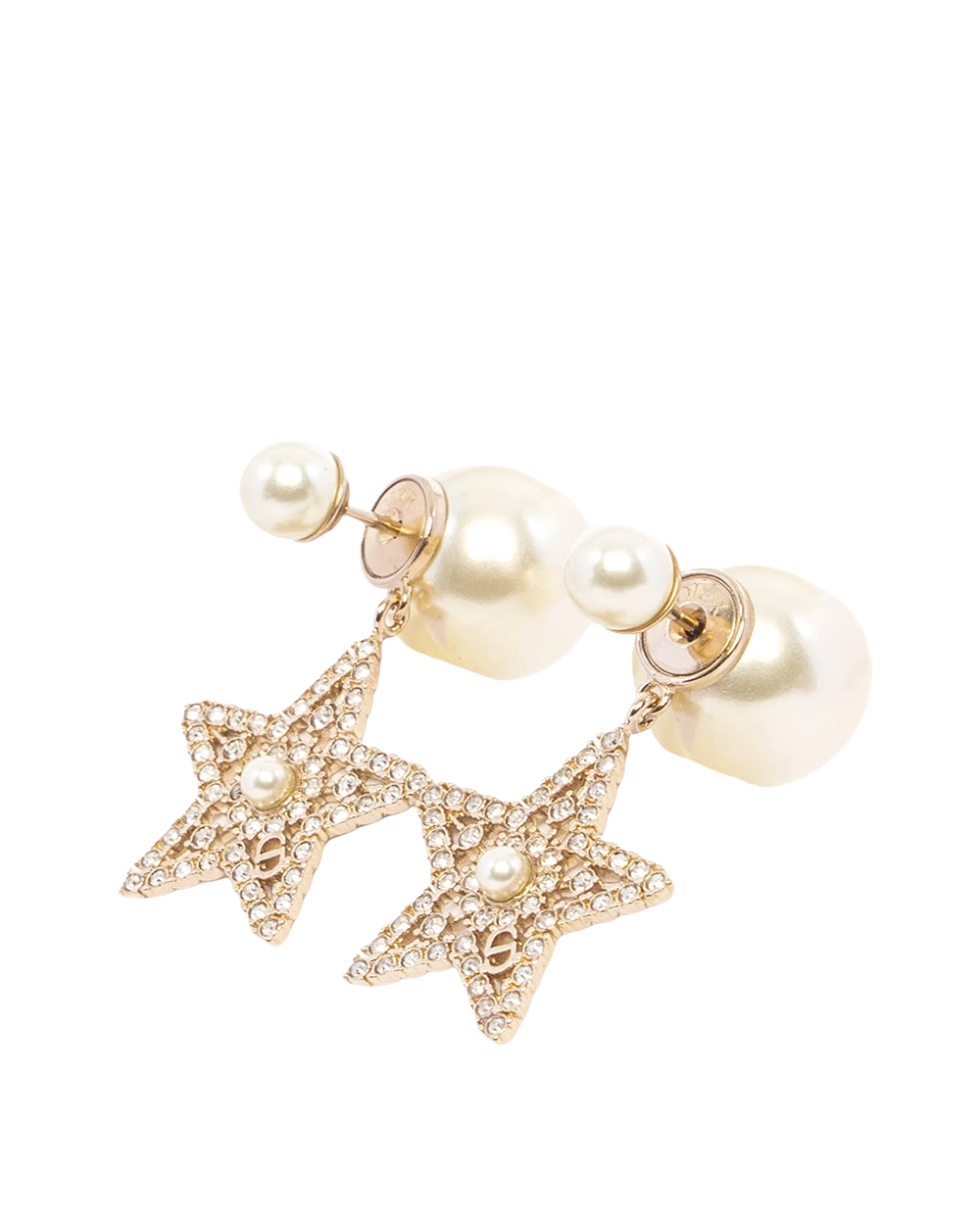 NEW DIOR TRIBALES EARRING STAR PEARL GHW 04339