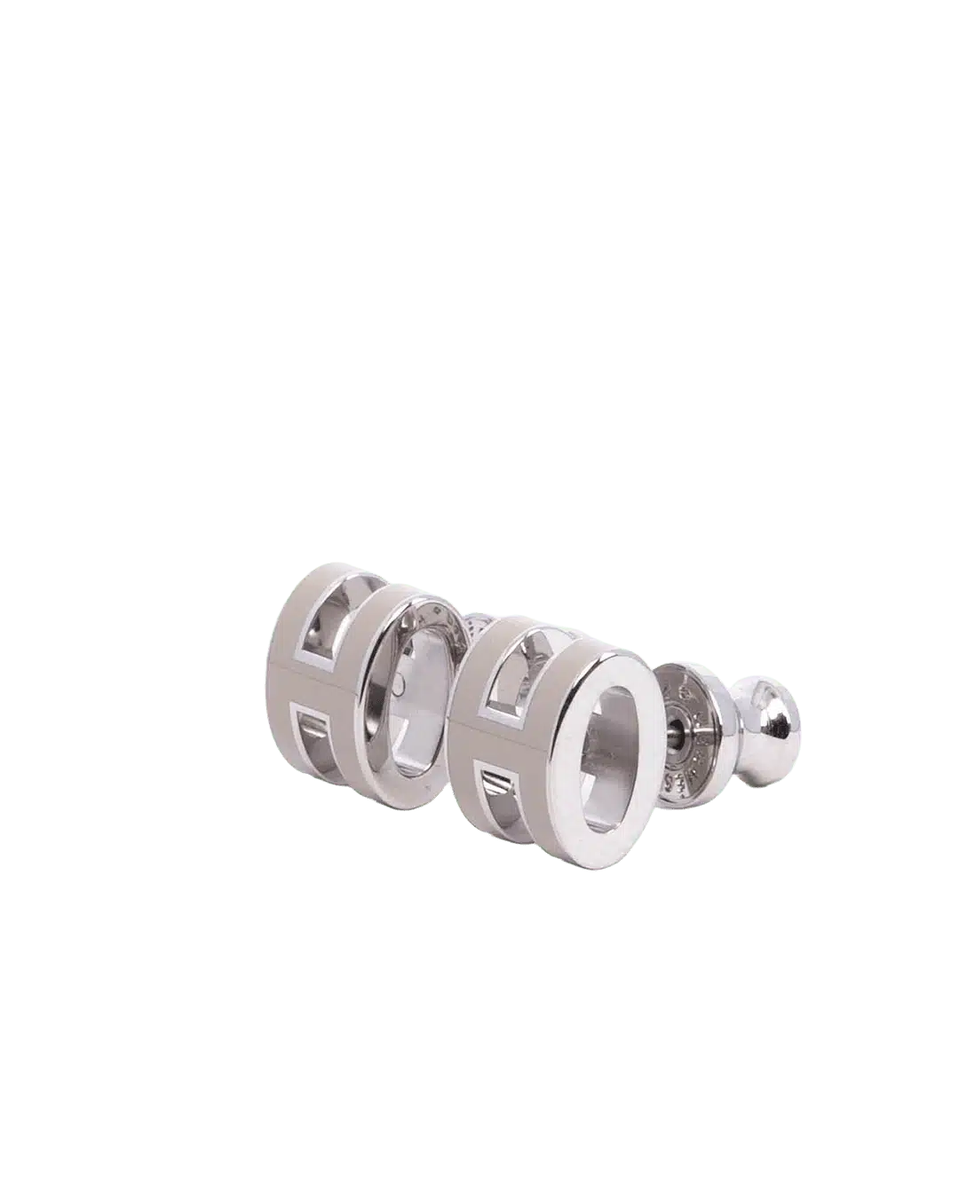 NEW HERMES H POP EARRINGS MINI MARRON SHW GD 12 14 06126