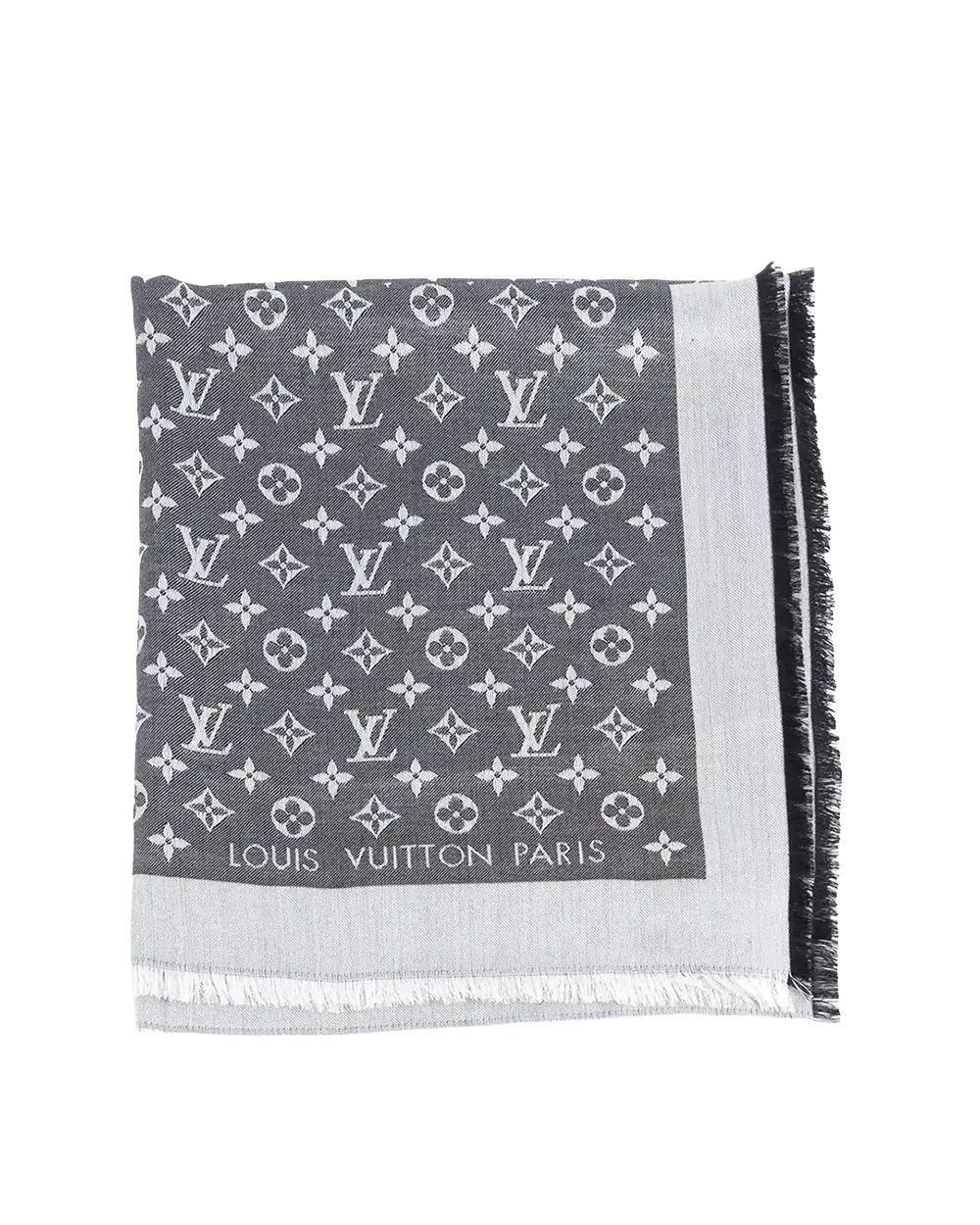 NEW LV SCARF GRAY WHITE MONOGRAM 02119